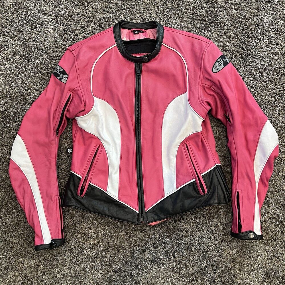 Joe Rocket Women's Motorcycle Jacket & Gloves Set Pink Black White Size Small